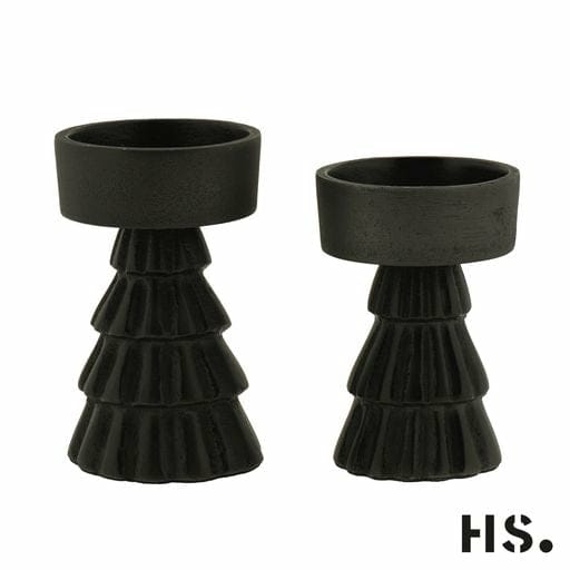 T-Lightholder Cupar - set van 2 - Black Afmeting: 5x5x8 cm (LxWxH)