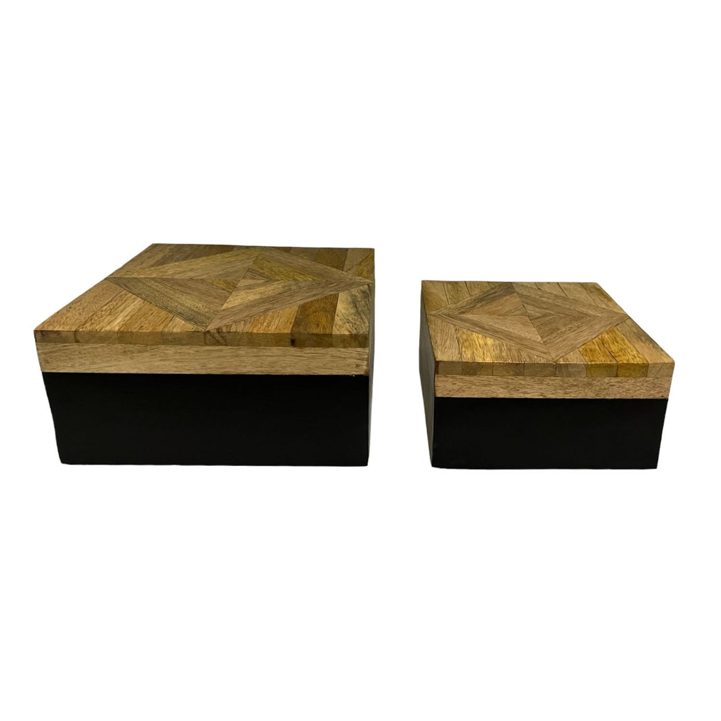 Opbergdozen Aba set van 2 houten doosjes18x18x18cm