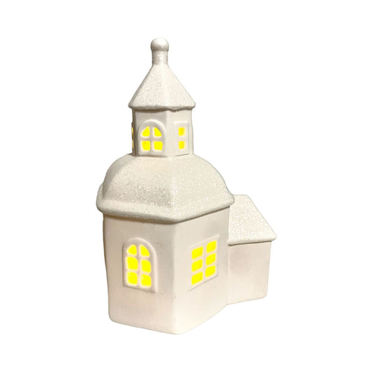 Kerst deco kerkje 22x14x11cm