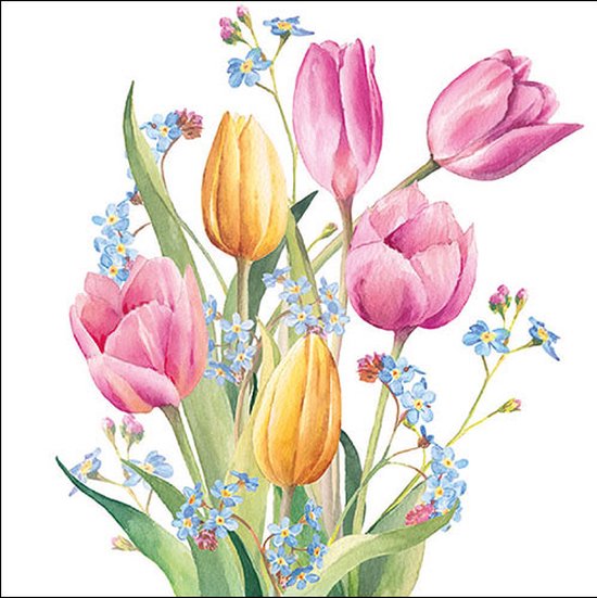 Ambiente papieren lunch servetten 20 stuks - Tulips bouquet