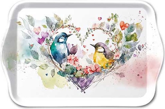 Tray melamine 13x21 cm Loving birds