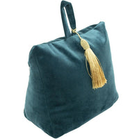 Fluwelen deurstopper 18 cm petrol blauw