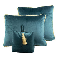 Fluwelen deurstopper 18 cm petrol blauw