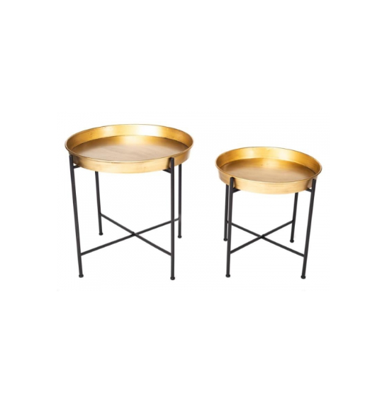 Bijzettafel 2 stuks met goudkleurig blad - Home Society