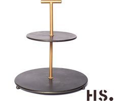 Robuuste etagère - Home Society - 2 laags - industrieel - goud/antracietzwart