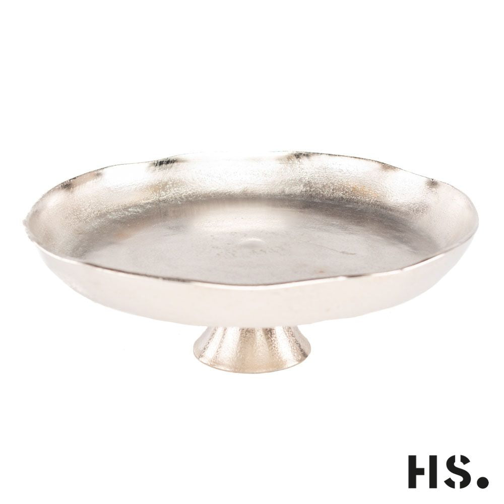 Zilverkleurig metalen decoratieve schaal - taartschaal - fruitschaal - Home society