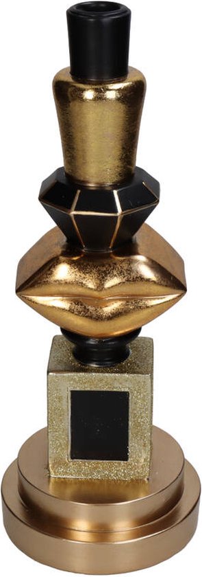 Cactula kandelaar goud zwart met parfum en lippen 12 x 31 cm