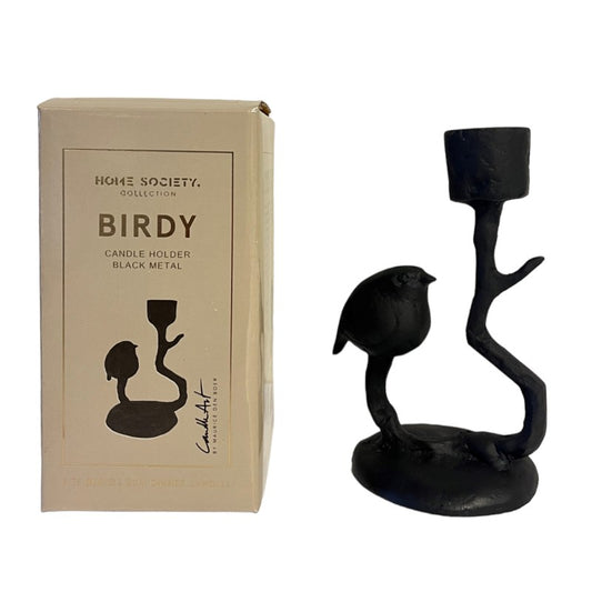 Kandelaar Candle Art -Bird - Black - 8x10x14.5cm