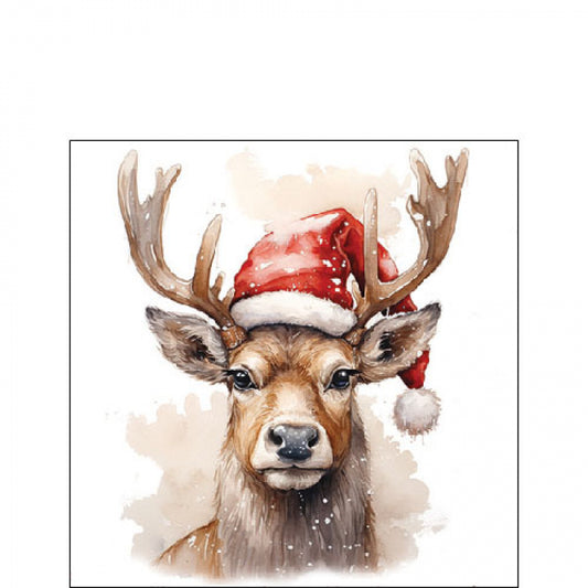 Hert met kerstmuts